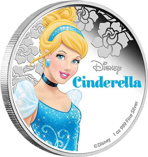 Disney Cinderella Silver Coin PNG image