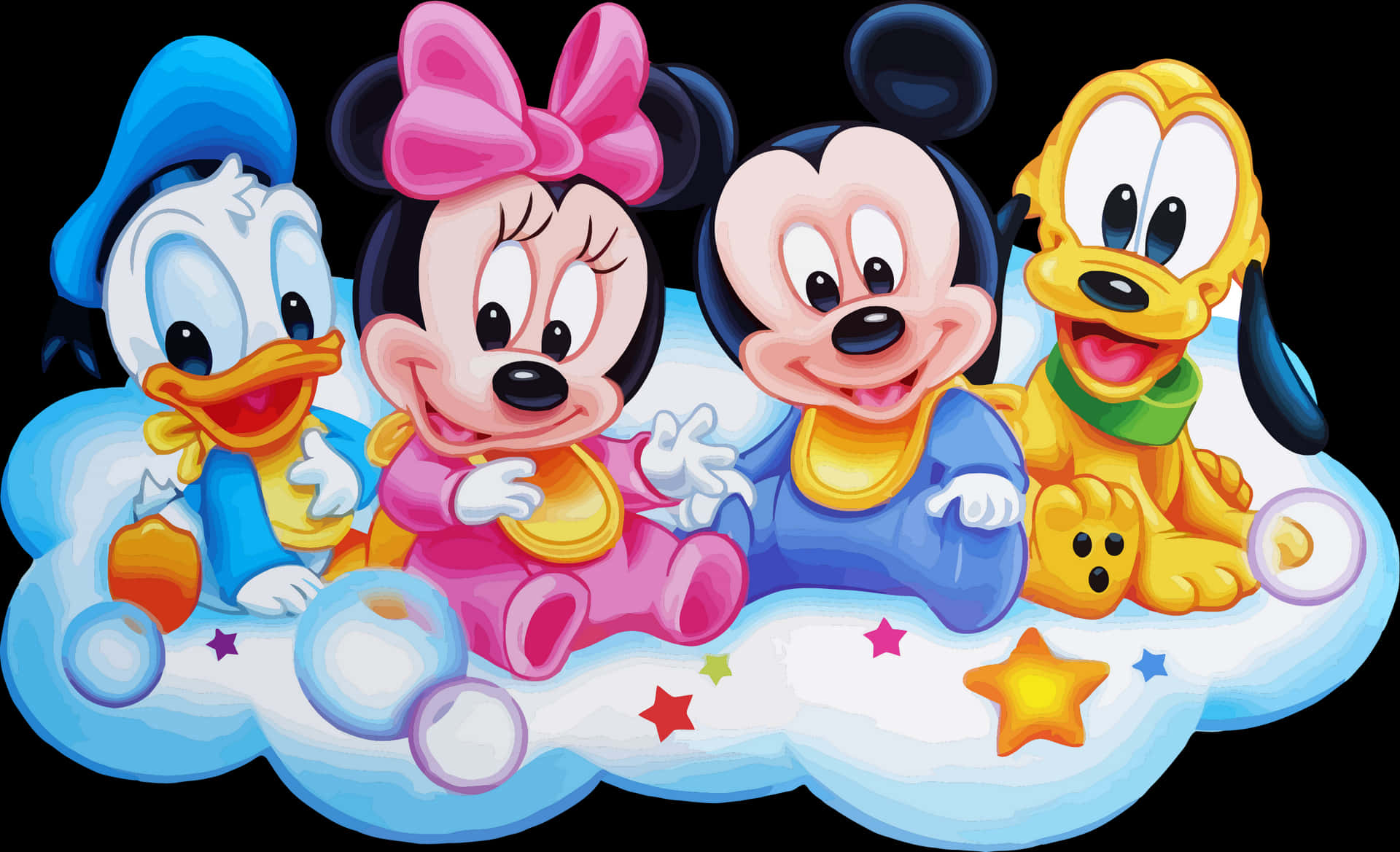 Disney Classic Characters On Cloud PNG image