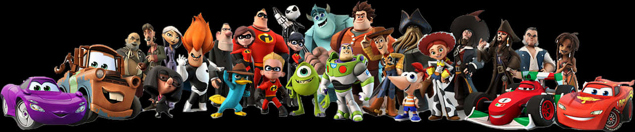 Disney Pixar Character Lineup PNG image