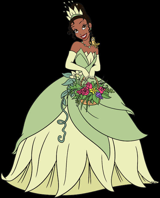 Disney Princess With Floral Bouquet PNG image