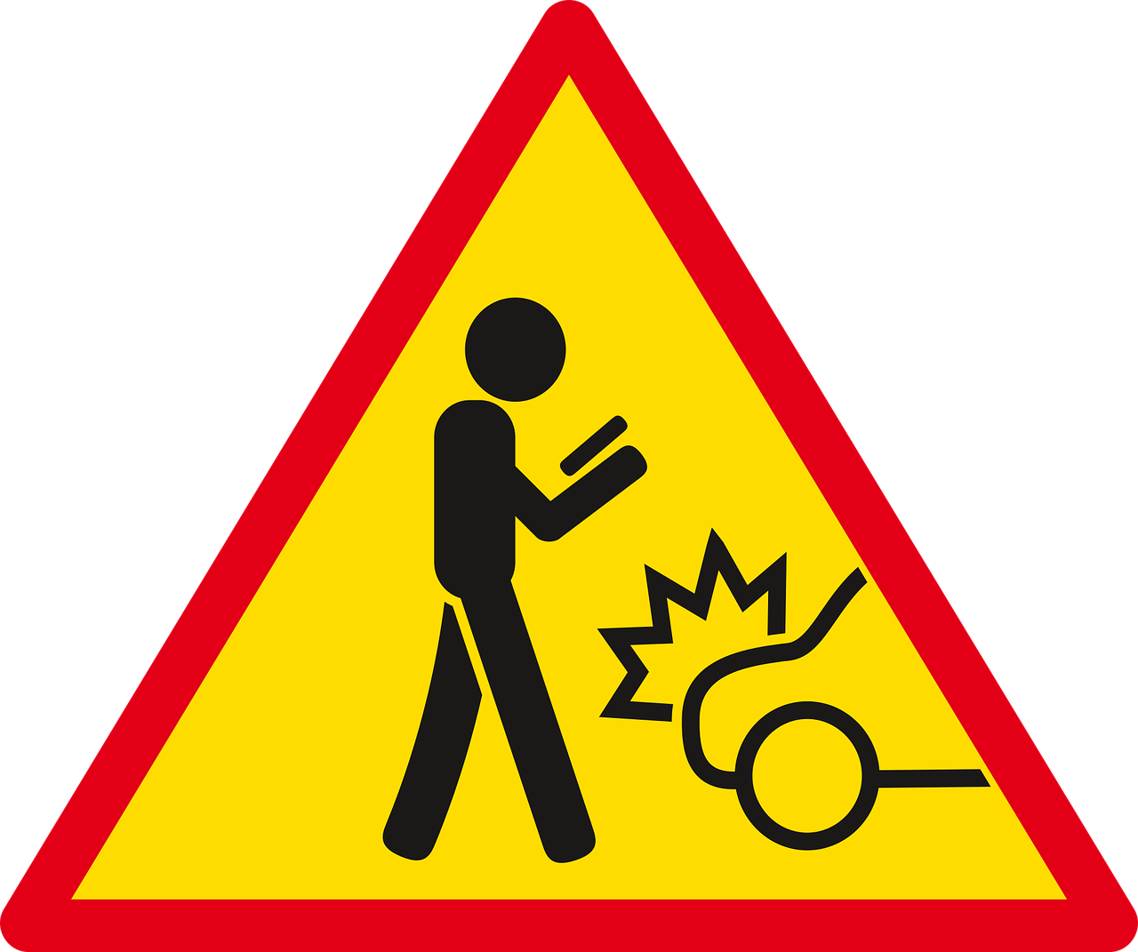 Distracted Walking Warning Sign PNG image