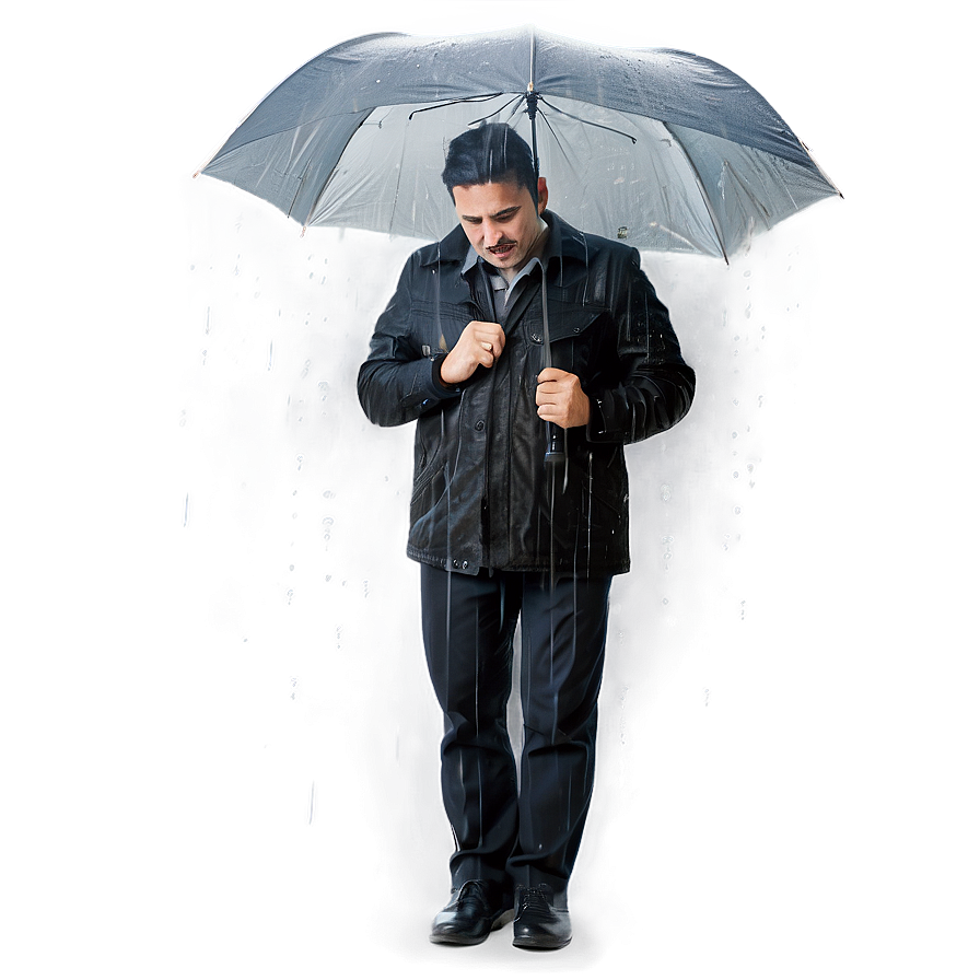 Distraught Man In Rain Png 06122024 PNG image