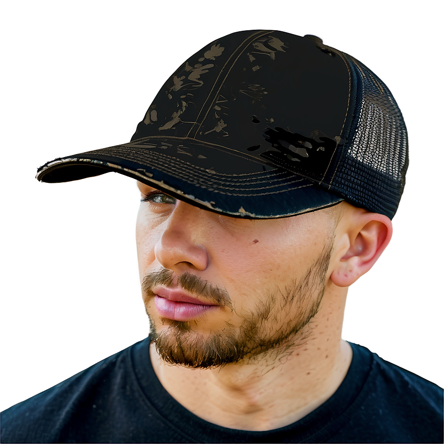 Distressed Black Trucker Hat Png 38 PNG image