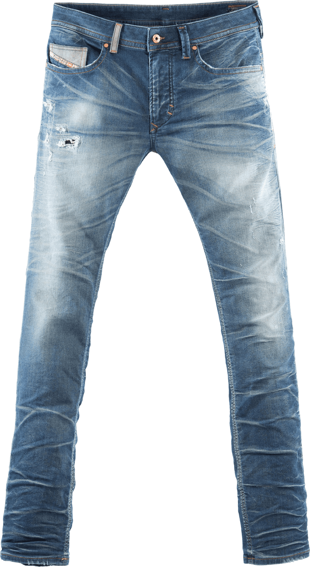 Distressed Blue Denim Jeans PNG image