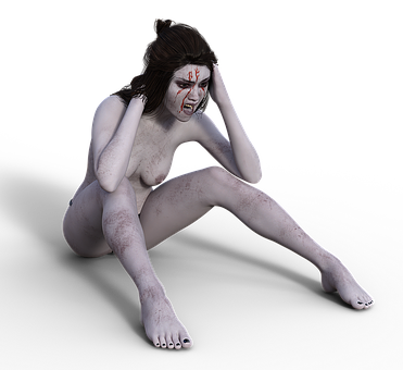 Distressed Demonic Figure Sitting PNG image