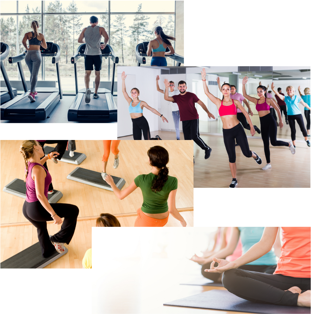 Diverse Aerobic Exercises Collage PNG image