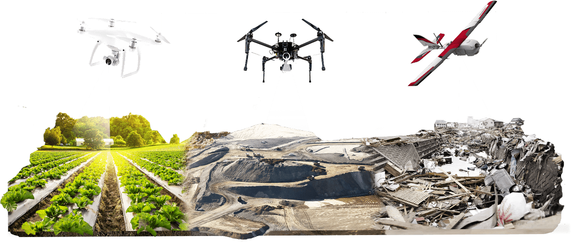 Diverse Drone Applications Illustration PNG image