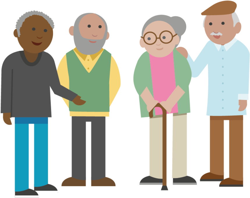 Diverse Elderly People Standing Together PNG image