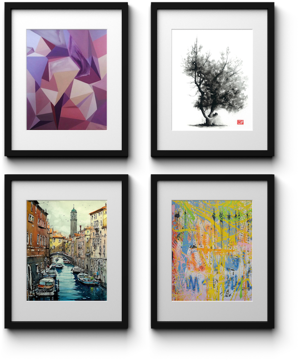 Diverse Framed Art Collection PNG image