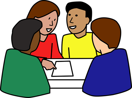 Diverse Group Meeting Cartoon PNG image