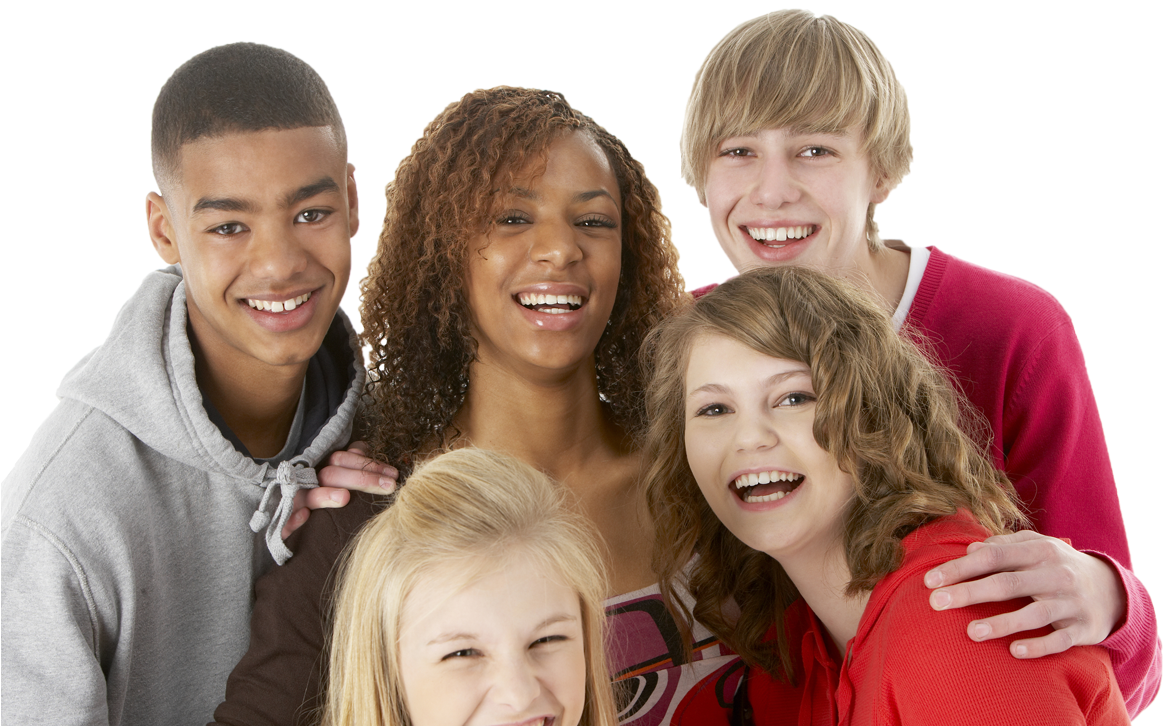 Diverse Groupof Teen Friends Laughing PNG image