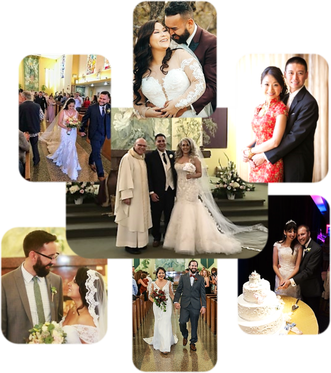 Diverse Wedding Couples Collage PNG image