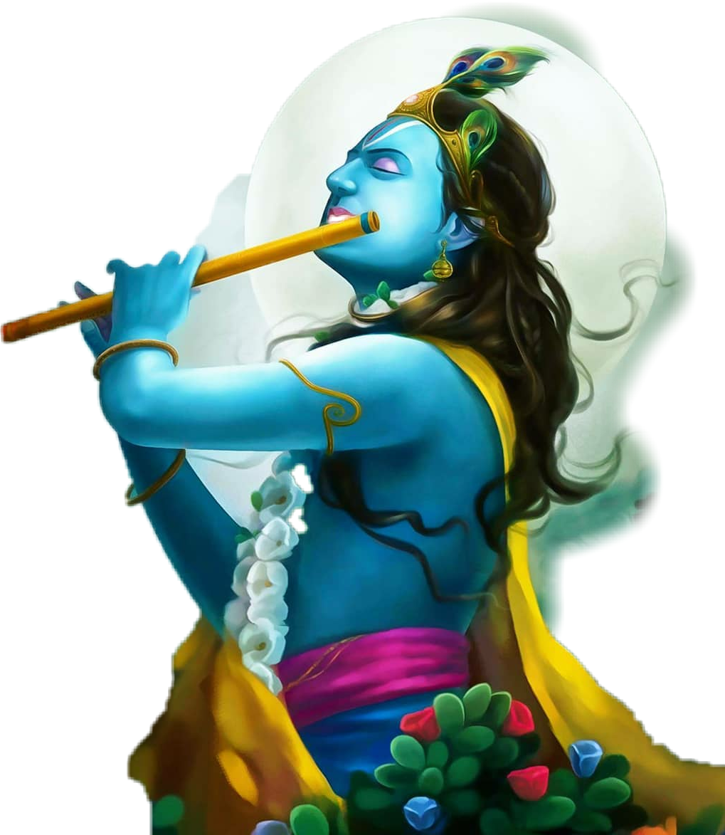 Divine Flute Player Krishna PNG image