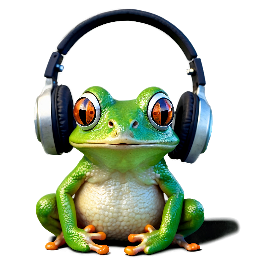 Dj Frog With Headphones Png 05032024 PNG image