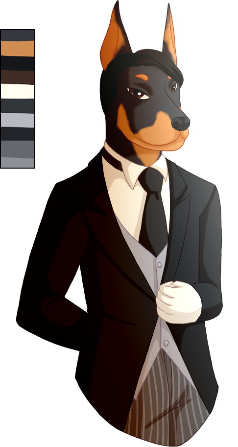 Doberman In Suit Cartoon PNG image