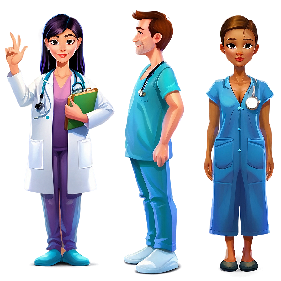 Doctor Cartoon Character Set Png 06212024 PNG image