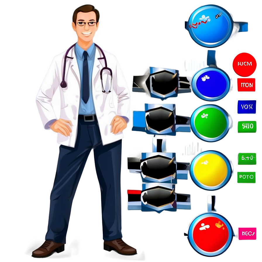 Doctor Cartoon With Health Chart Png Gcq24 PNG image