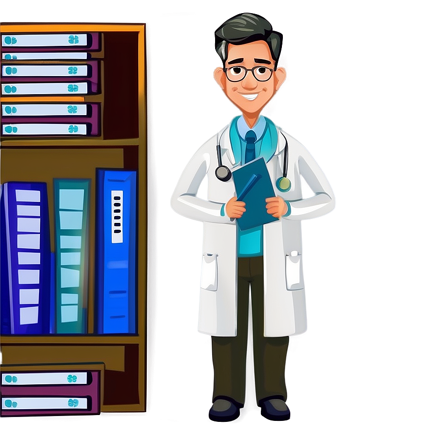 Doctor Cartoon With Medical Files Png Fmu35 PNG image