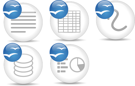 Document Management Icons Set PNG image