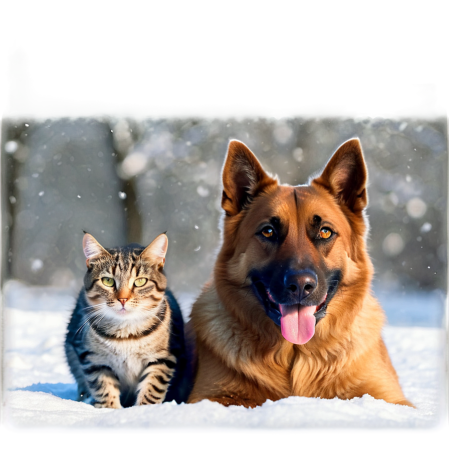 Dog And Cat In Winter Png 06242024 PNG image