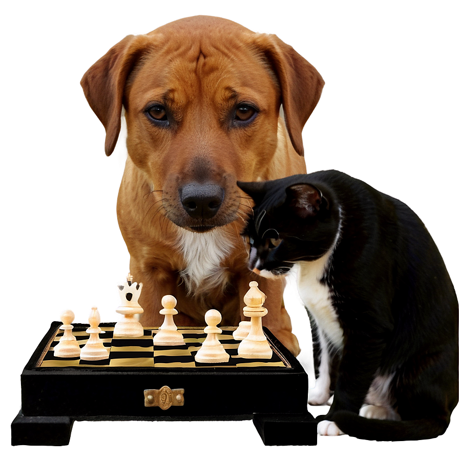 Dog And Cat Playing Chess Png Ism44 PNG image