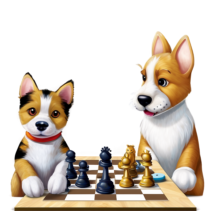 Dog And Cat Playing Chess Png Qel PNG image