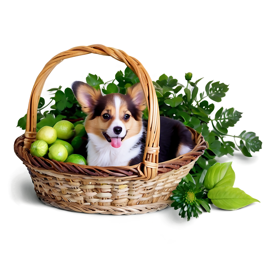 Dog In Basket Png Wrh PNG image
