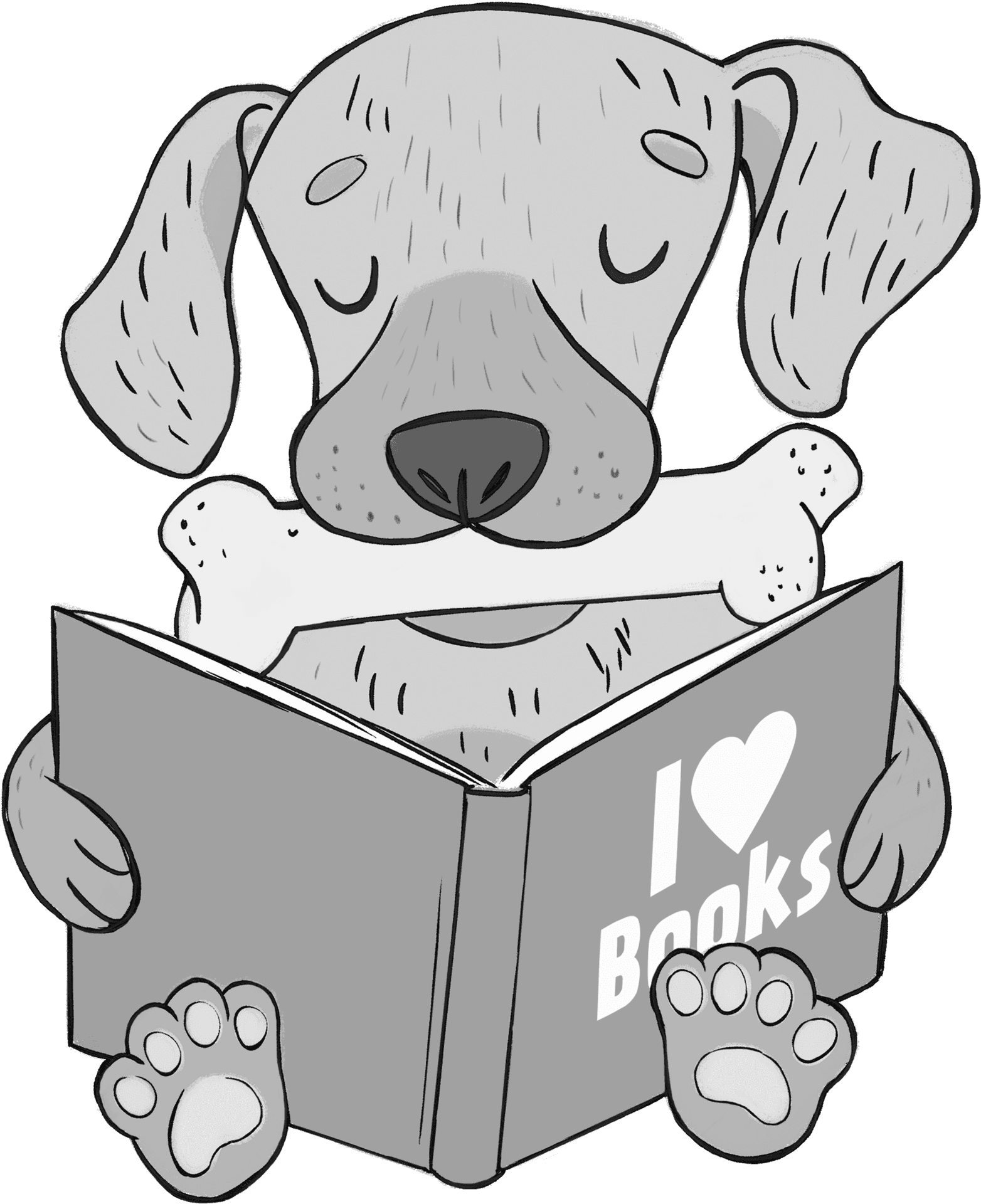 Dog Reading Love Books PNG image