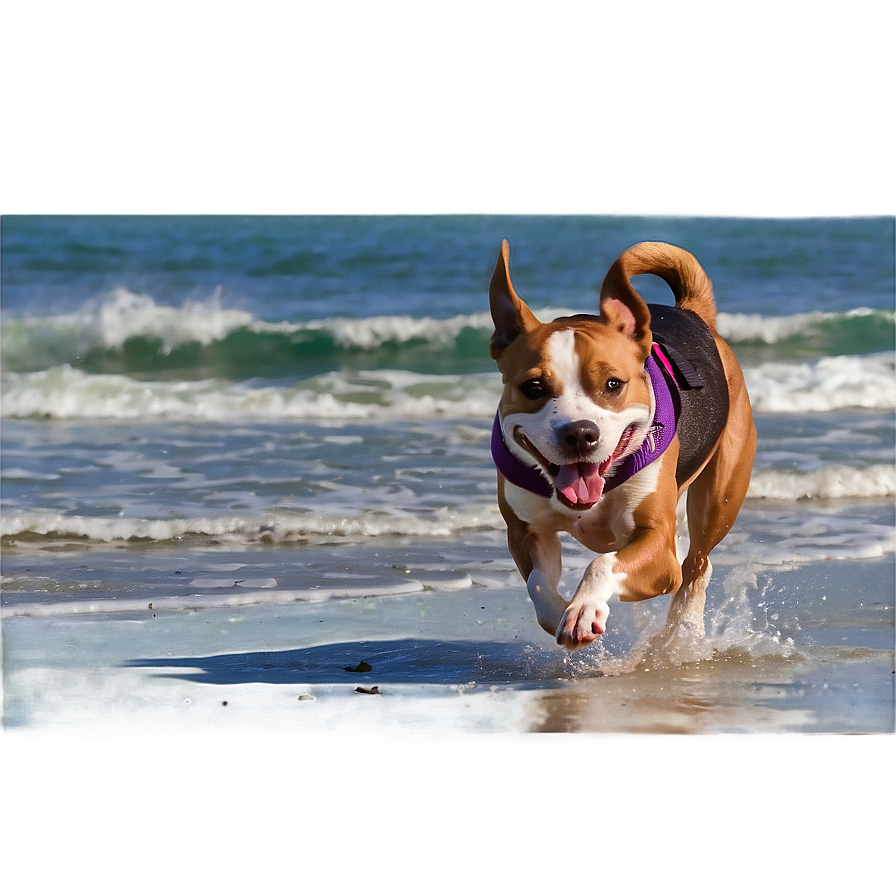 Dog Running Across Beach Png 06132024 PNG image