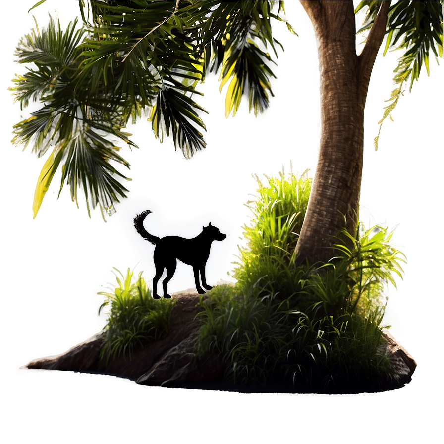 Dog Silhouette Under Tree Png 72 PNG image