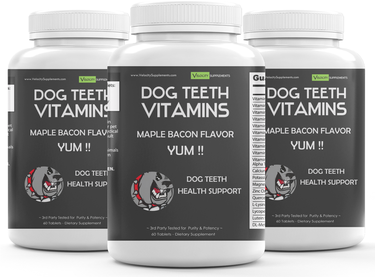 Dog Teeth Vitamins Bottles PNG image