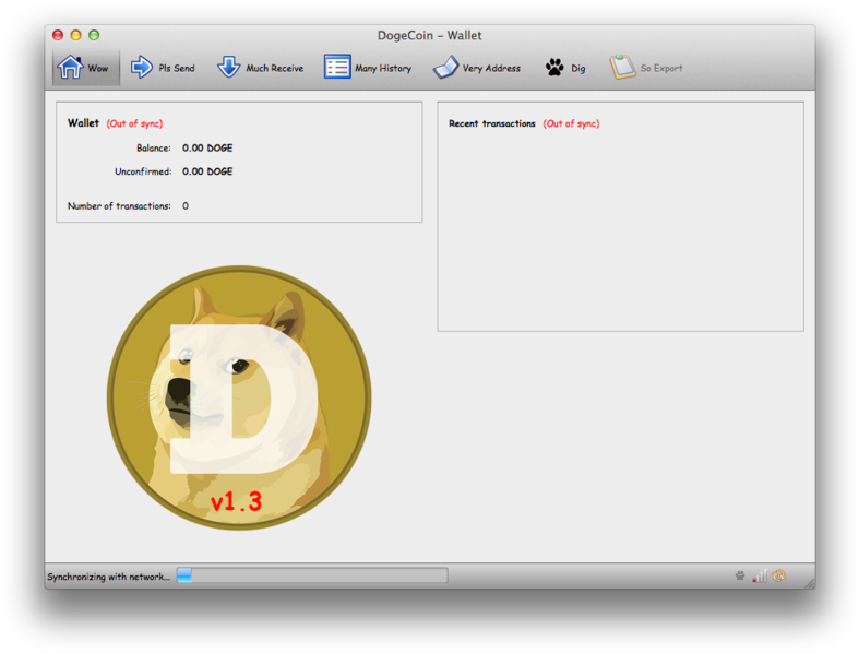 Dogecoin Wallet Interface Version1.3 PNG image