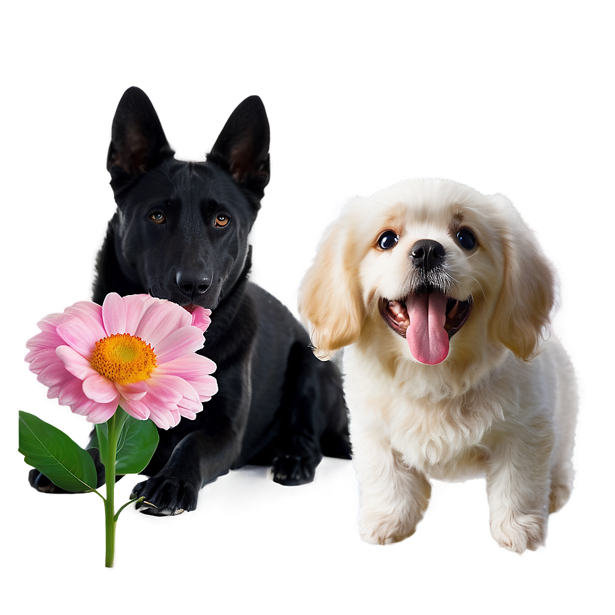 Dogs With Flowers Png Kny90 PNG image