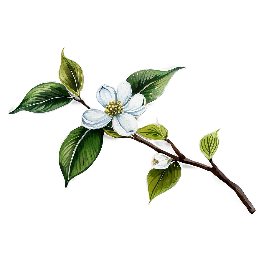 Dogwood Branch Watercolor Png 06282024 PNG image