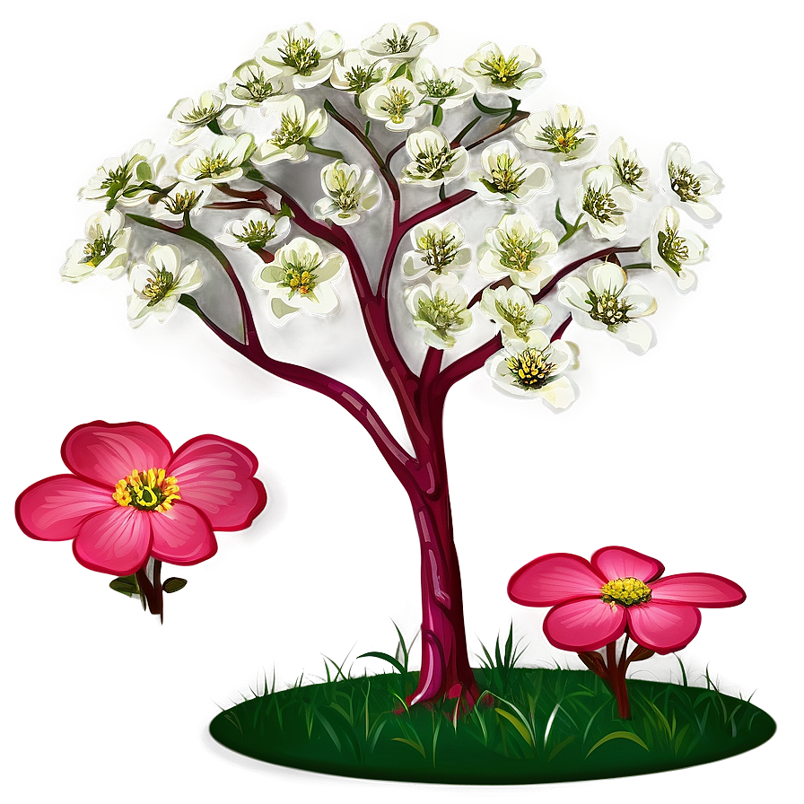 Dogwood Landscape Artwork Png 42 PNG image