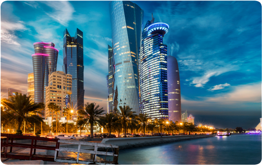 Doha Skyline Twilight Qatar PNG image