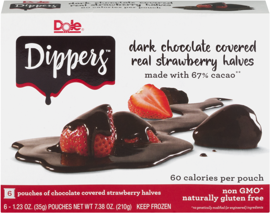 Dole Dark Chocolate Covered Strawberry Halves Packaging PNG image