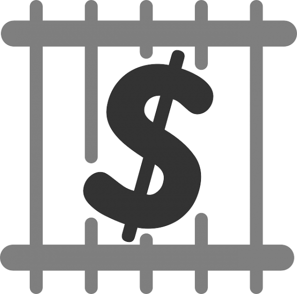 Dollar Sign Behind Bars Concept PNG image