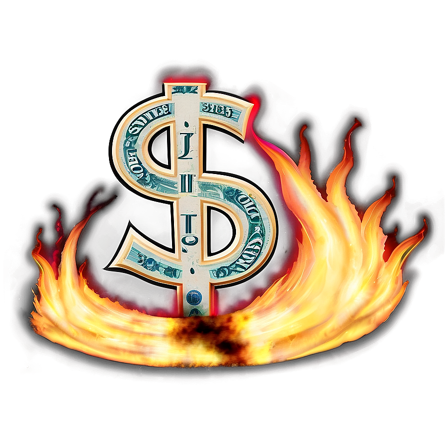 Dollar Sign In Fire Png 7 PNG image