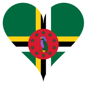 Dominica Flag Heart Shaped PNG image