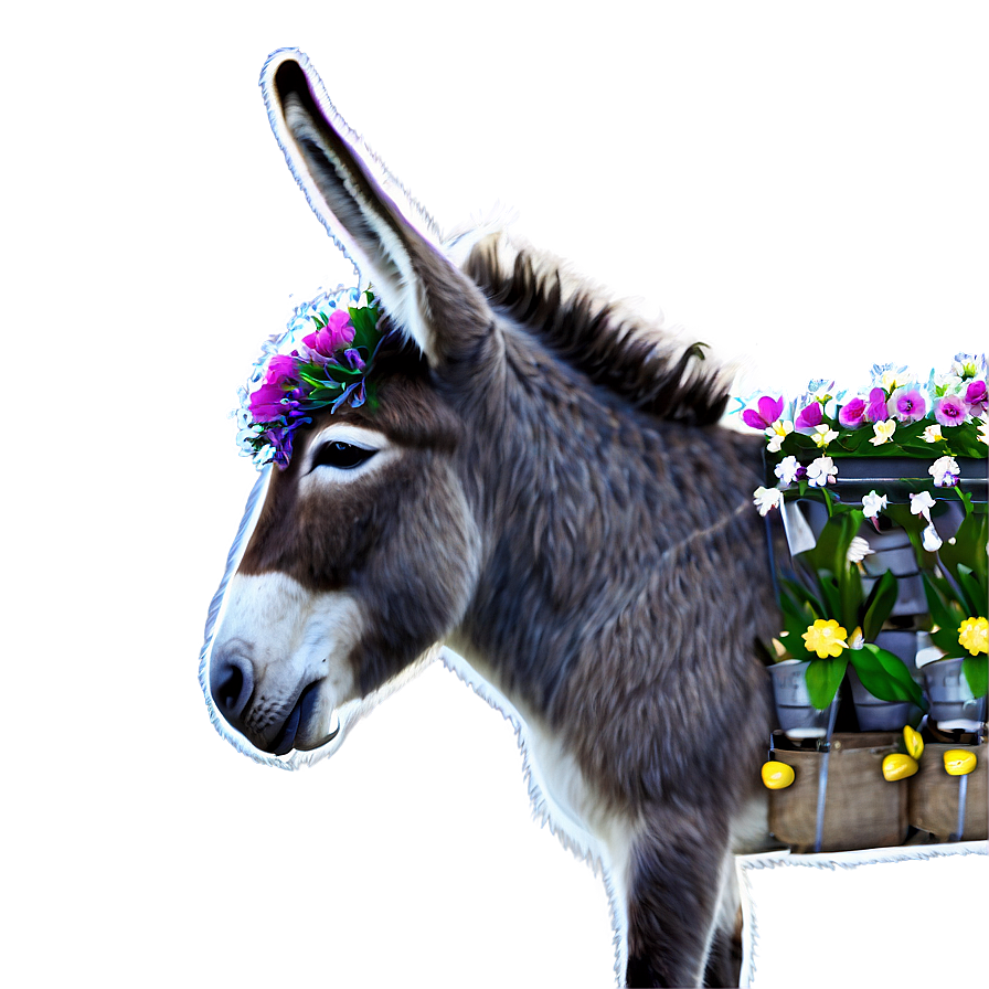 Donkey With Flowers Png Xvu PNG image