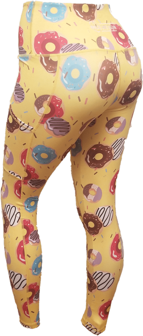 Donut Patterned Yellow Leggings PNG image