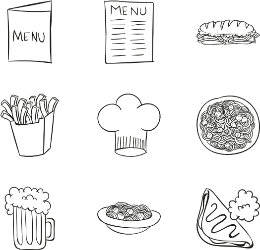 Doodle Restaurant Menu Items PNG image