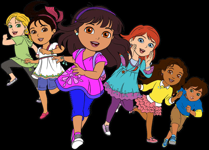 Dora_and_ Friends_ Animated_ Group PNG image