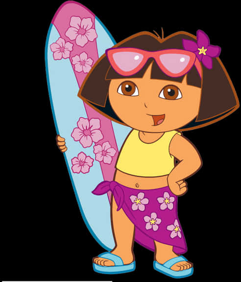 Dora Surfer Animated Character PNG image