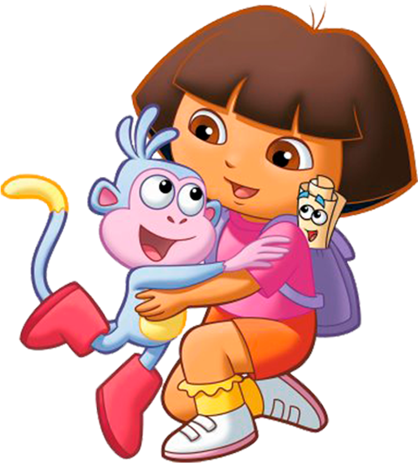 Doraand Boots Happy Hug PNG image