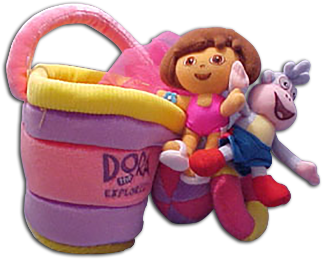 Doraand Boots Plush Toysin Basket PNG image