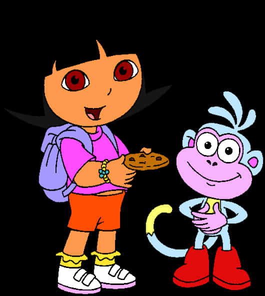 Doraand Boots Sharing Cookie PNG image