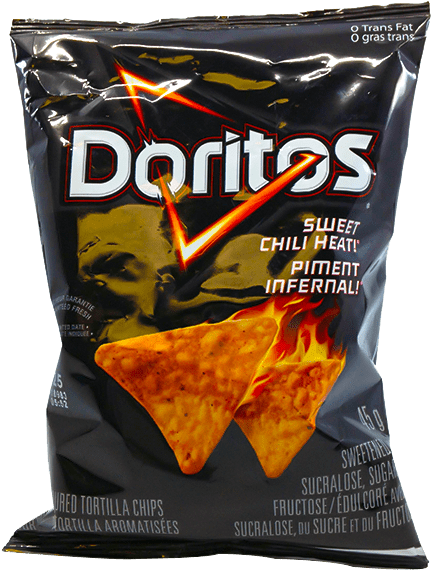 Doritos Sweet Chili Heat Chips Bag PNG image