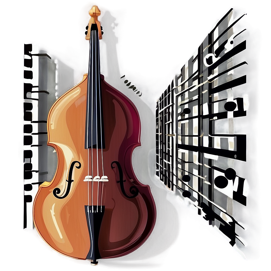 Double Bass With Music Notes Png Tfb92 PNG image